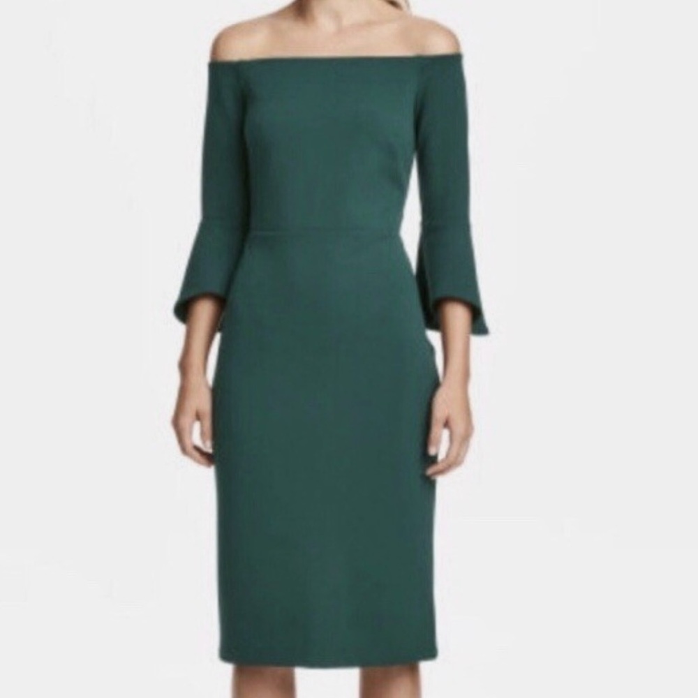 H&M Teal Off The Shoulder Sleeve Dress Fall Dress